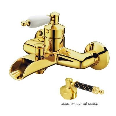 Смеситель Boheme Vogue 213-MR-B для ванны с душем, золото, ручка Murano black