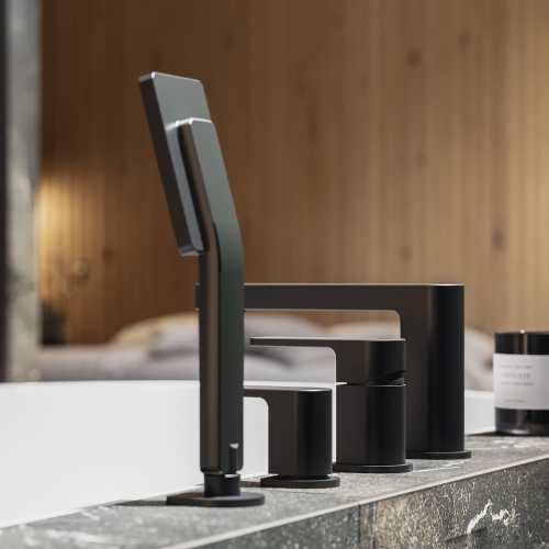 Смеситель Omnires Baretti BA7832BL на борт ванны, черный