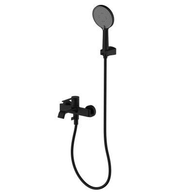 Смеситель для ванны однорычажный AQUAme Asti, с душевым набором, 3 режима, Черный матовый