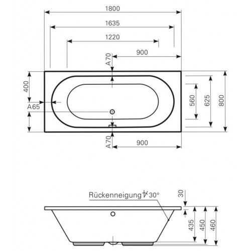Акриловая ванна Mauersberger Jucunda 1018000401 180х80 белый