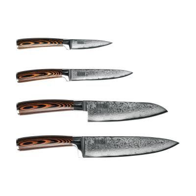 Набор из 4х ножей Omoikiri (MIKADZO) Damascus Suminagashi + универсальная подставка , 4996233