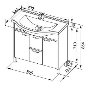 Тумба под раковину Aquanet Донна 00169181 90 белый дуб