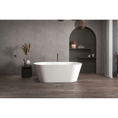 Ванна из литьевого мрамора Abber Stein AS9605 170x80 см, отдельностоящая, белый матовый