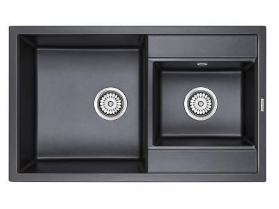 Мойка для кухни кварц Paulmark Tandem PM238250-BLM, чёрный металлик