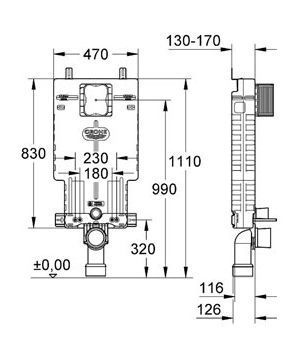Система инсталляции Grohe Uniset 38643001 для подвесного унитаза