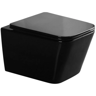 Унитаз подвесной GID Tr2155BL безободковый, с сиденьем микролифт, черный глянец