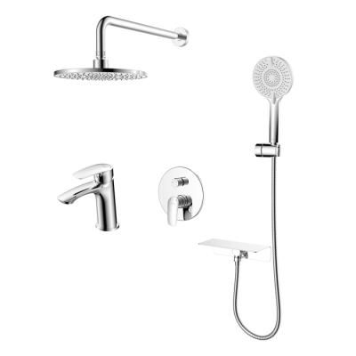 Комплект смесителей 2 в 1: Душевая система и смеситель для умывальника, глянцевый хром, Rora, Milardo, ROR0000M70