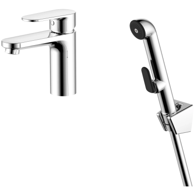 Смеситель для раковины Aquatek Ника AQ1812CR с гигиеническим душем, без донного клапана, хром