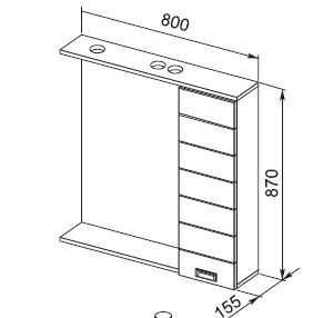 Шкаф-зеркало Aquanet Сити 85 красный