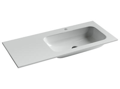 Раковина накладная Grace прямоугольная, 1010*457*137 мм, чаша справа, с отверстием под смеситель, цвет белый