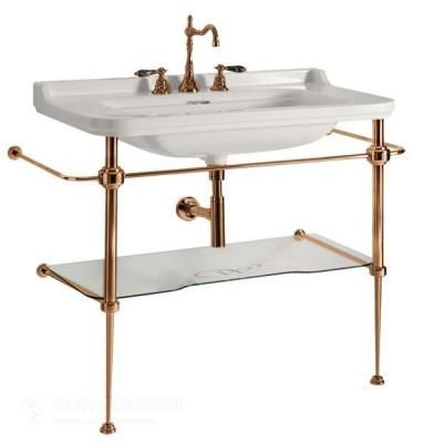 Консоль для раковины Kerasan Waldorf 9196K3br 100 напольная, с полкой, бронза