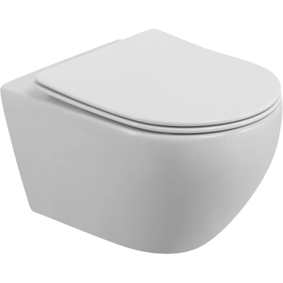 Унитаз подвесной Cezares Stream CZR-2426-TH-TOR/SC безободковый, торнадо, с сиденьем микролифт, белый