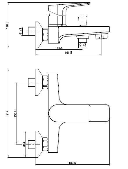 Смеситель Cersanit Vero 63061 для ванны, хром