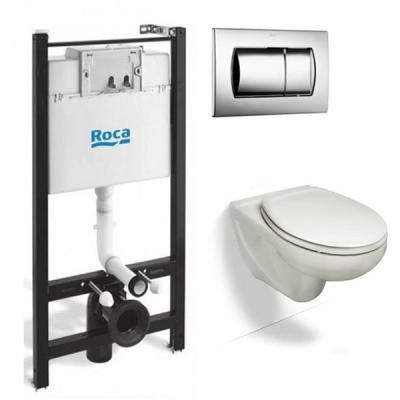 Комплект Roca Victoria 893100000 с крышкой-сиденьем микролифт, инсталляцией и кнопкой смыва