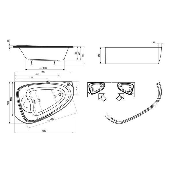 Ванна акриловая Ravak Love Story II C761000000 196x139 R