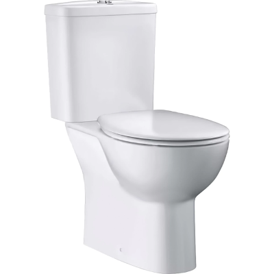 Унитаз-компакт Grohe Bau Ceramic 39349000 + 39436000 + 39493000 безободковый, с сиденьем микролифт, альпийский белый