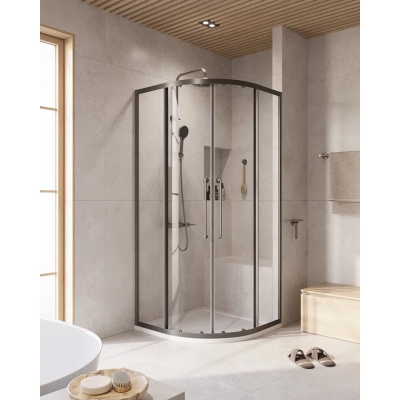 Душевой уголок Cezares Relax RELAX-304-R-2-90-C-GM 90x90 см, профиль оружейная сталь матовый, стекло прозрачное