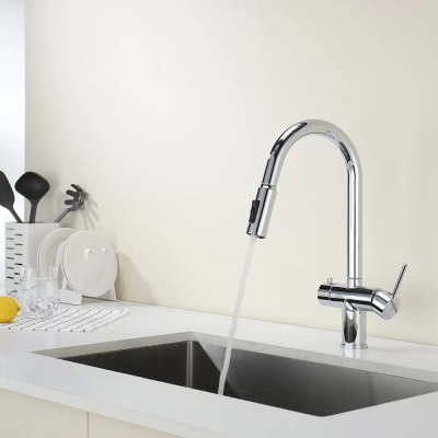 Смесители для кухни с выдвижной лейкой и под фильтр Vieir V15060-L хром