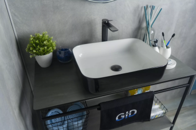 Раковина накладная Gid Nc366 52205, Белый / Черный