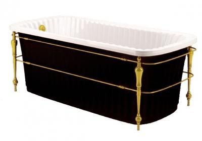 Ванна акриловая Migliori Olivia Console ML.OLV-40.102.NR.DO 174х83 белая, черная панель, золото