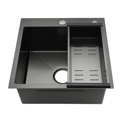 Мойка кухонная с коландером Gappo GSMQ50SP50TE-6MC 50х50 черный