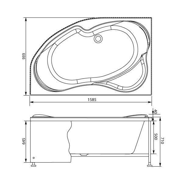 Акриловая ванна Aquanet Capri 00203915 160х100 R
