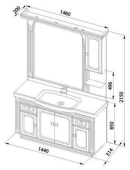 Тумба под раковину Aquanet Фредерика new  00169621 140