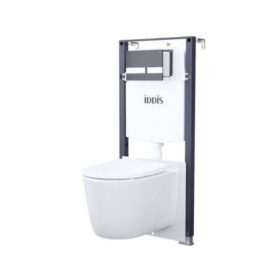 Комплект 3в1: подвесной унитаз, инсталляция и клавиша смыва черная, Basic, IDDIS, BASSPU6i73