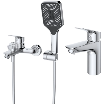 Комплект смесителей BelBagno Due DUE-VASM/LVM-CRM с душевым гарнитуром, хром
