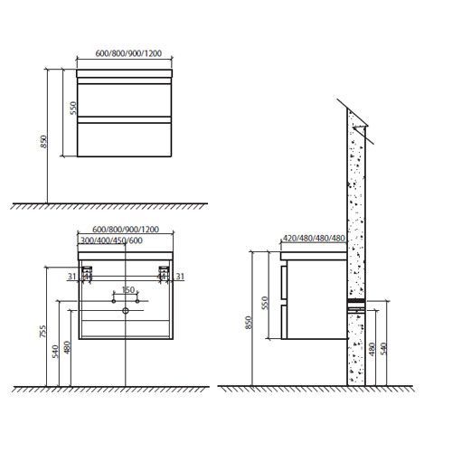 Мебель для ванной BelBagno Energia-N  90 tortora lucido, подвесная