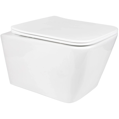 Унитаз подвесной Bond Cube F14-10 безободковый, торнадо, с сиденьем микролифт, белый глянец