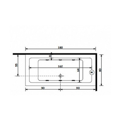Ванна Gruppo Treesse Dream V838G+V078F+V078LS+CROLE 180х80 DX  с гидромассажем, белый
