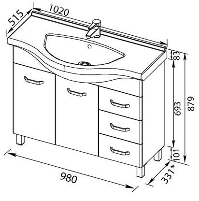 Тумба под раковину Aquanet Глория 00171600 100 белая