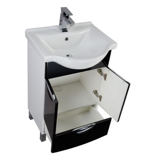 Тумба под раковину Aquanet Асти 00178264 55 М черная, 2 дверцы, 1 ящик