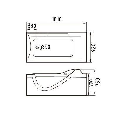 Акриловая ванна Gemy G9055 K L с гидромассажем