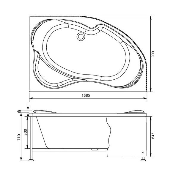 Акриловая ванна Aquanet Capri 00203911 160х100 L