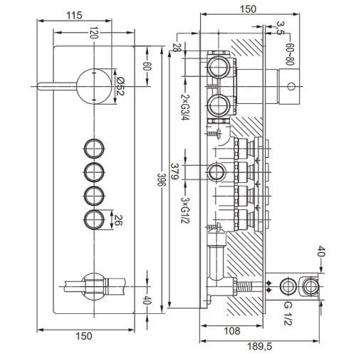 Смеситель Omnires Y Y1239-1GCCR для ванны, хром