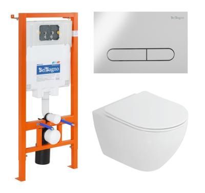 Комплект 4 в 1 BelBagno Stylus CZR-6601-TH-TOR/CZR2316SC/BB002-80/BB005-PR-CHROME с кнопкой