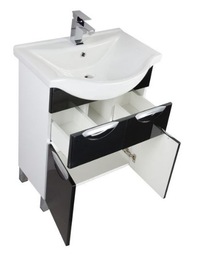 Тумба под раковину Aquanet Асти 00178255 65 черная, 2 дверцы, 2 ящика