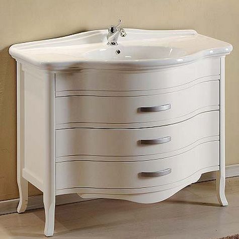 Тумба с раковиной Tiffany World Armony 7224 112 напольная, белая матовая, ручки хром