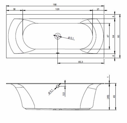 Ванна акриловая Riho Linares BT4600500000000 180x80 с тонким бортом R