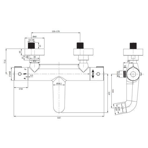 Смеситель Omnires Y Y1236-NCR для ванны, хром