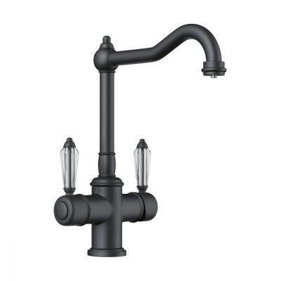 Смеситель Omoikiri Tottori-GB 4994278 для кухонной мойки, графит/прозрачные кристаллы