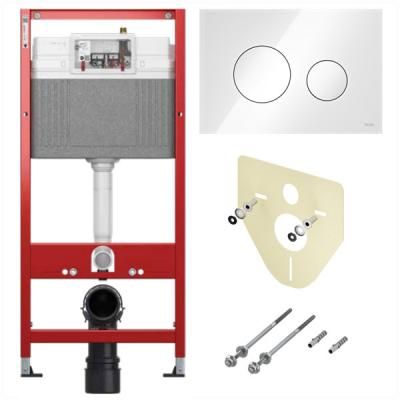 Система инсталляции для унитазов Tece TECEloop K440650 4 в 1 с кнопкой смыва стекло белое