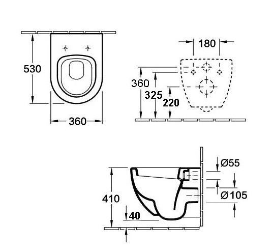 Унитаз подвесной Esbano Amapola безободковый, серый матовый