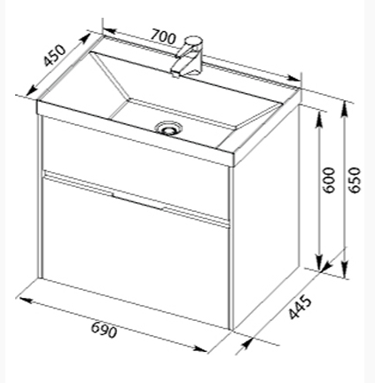Тумба под раковину Aquanet Латина 00180032 70 белая, 2 ящика