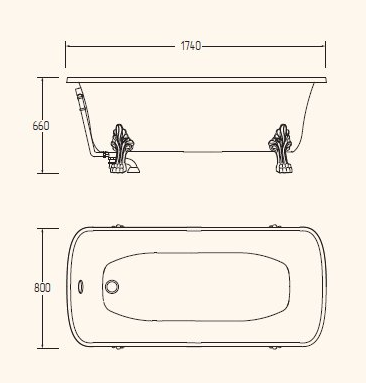 Ванна акриловая Migliori Olivia ML.OLV-40.105.DO 174х83 белая, на лапах "MIGLIORE" золото