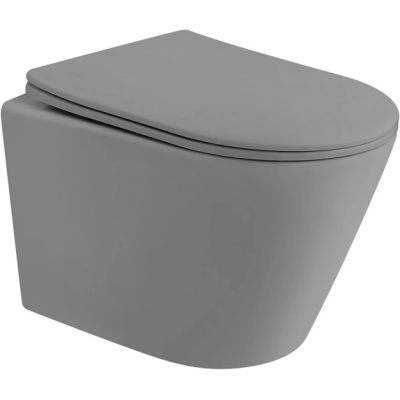 Унитаз подвесной Abber Bequem AC1102TMG безободковый, торнадо, с сиденьем микролифт, серый матовый