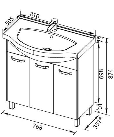 Тумба под раковину Aquanet Глория 00171604 80 белая