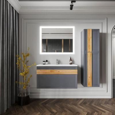 Комплект мебели для ванной Бриклаер БЕРЛИН 100SD, оникс серый